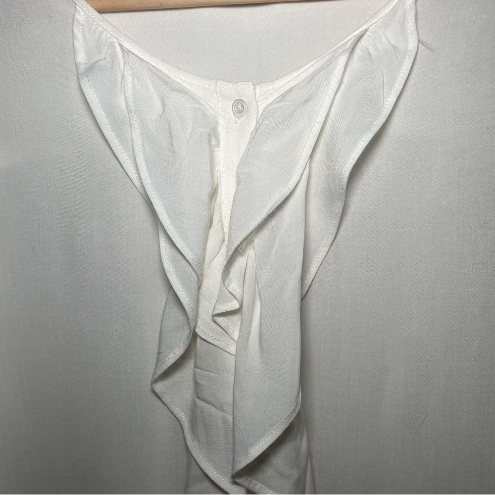 Sundance Eloquence Shirt Womens Size Medium White Long Sleeve Ruffle Button Down - Picture 4 of 5
